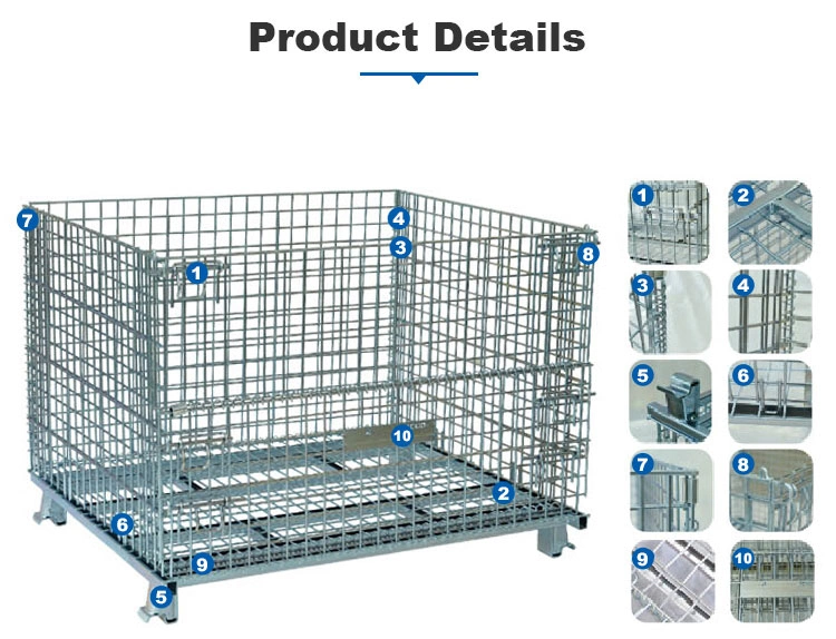 Folding and Rolling Storage Basket Locking Storage Cage Steel Mesh Cage